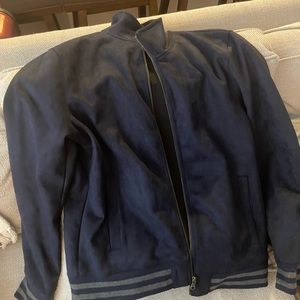 Banana Republic Navy Suede Bomber Jacket - Size L